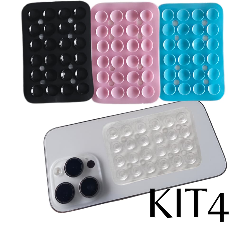 Kit 4 Capinhas Ventosa Celular Suporte Em Silicone Varias Cores