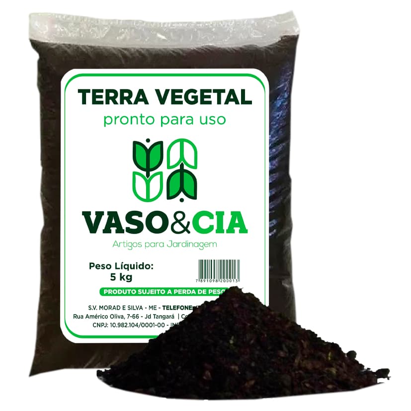 Terra Organica Vegetal Adubada 5 kg - Vasos Plantas Hortas Jardim - Vaso e Cia