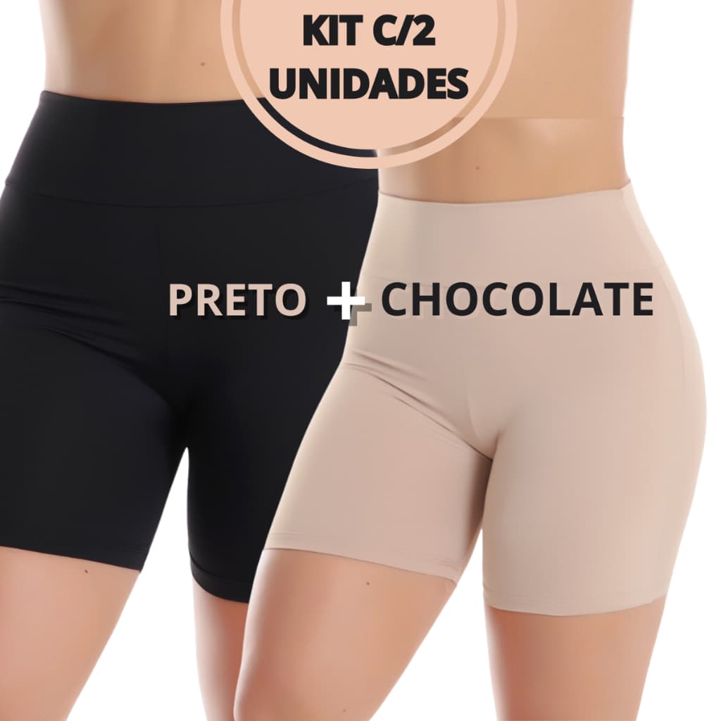 Short Anágua Com Cós Segunda Pele Comprido Feminino 2 Unidades