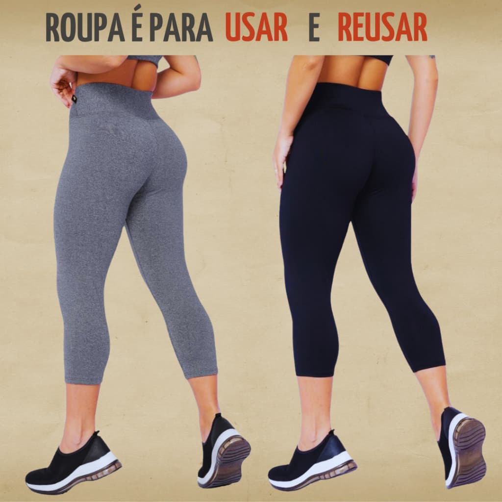 KIT 2 corsário Feminino capri legue lisa academia suplex Cos Alto