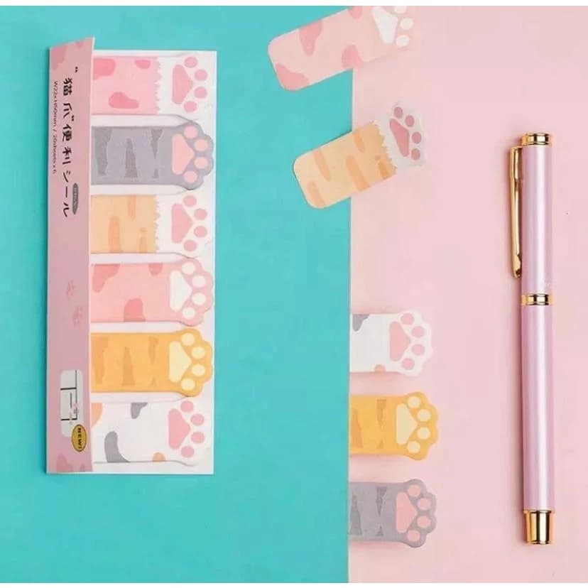 Marca Página de Patinha de Gato com 120 Folhas Cartela Marcador de Páginas de Gatinho Fofo