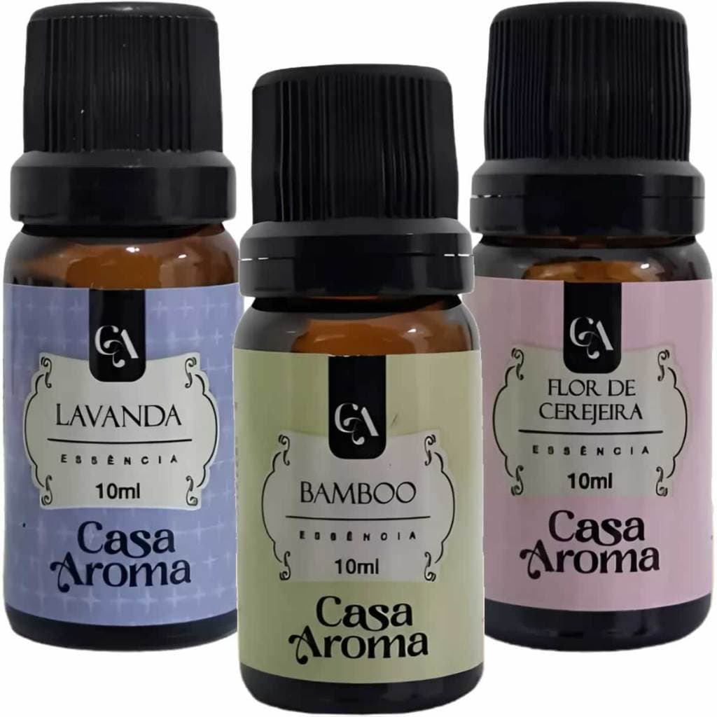 Kit 3 Essências Concentrada para Difusor LAVANDA, BAMBOO, FLOR DE CEREJEIRA,  aroma e fragância 10ml