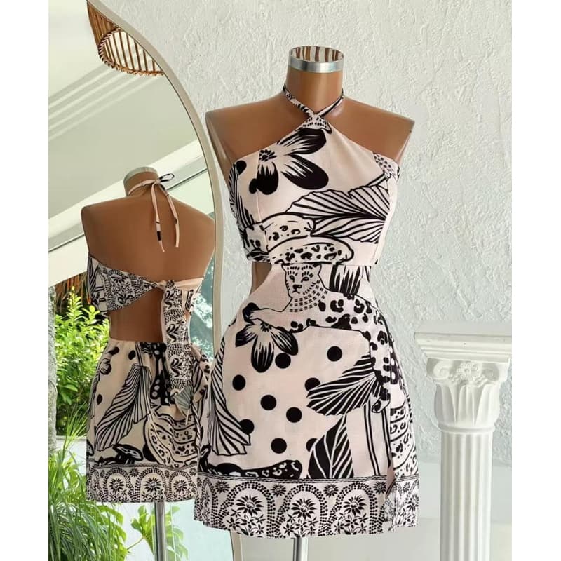 2025 macacão estampado feminino vestido solto tendência da moda verão A-20