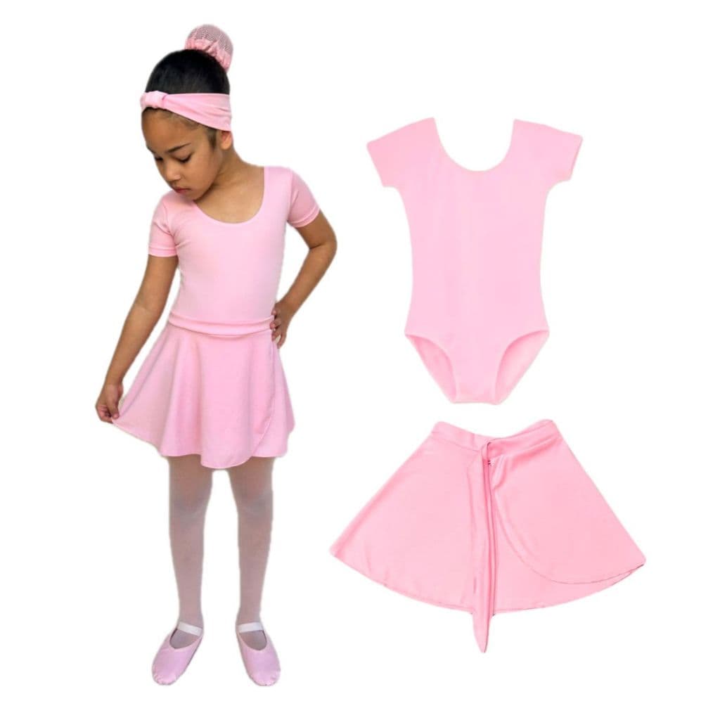 Kit Ballet 2 itens/ Collant Com Manga + Saia de Transpassada
