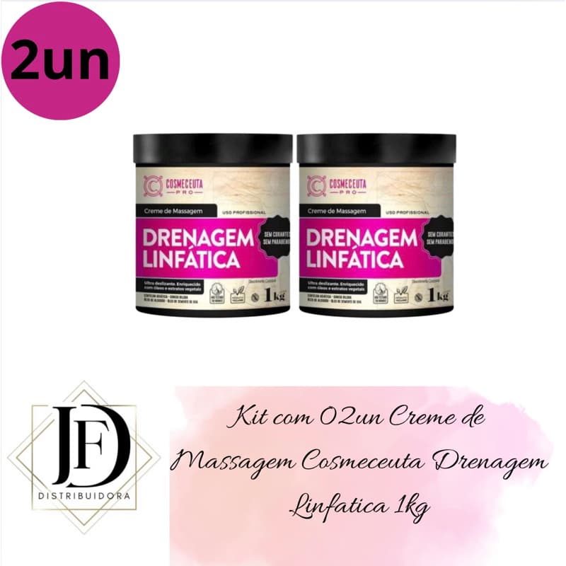 Kit com 02un Creme de Massagem Cosmeceuta Drenagem Linfatica 1kg