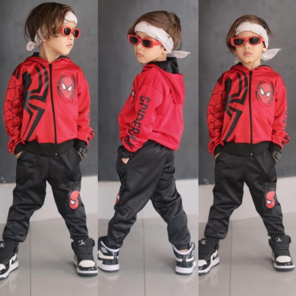 Conjunto de Inverno Abrigo de Calça e Casaco Infantil Homem Aranha de Inverno