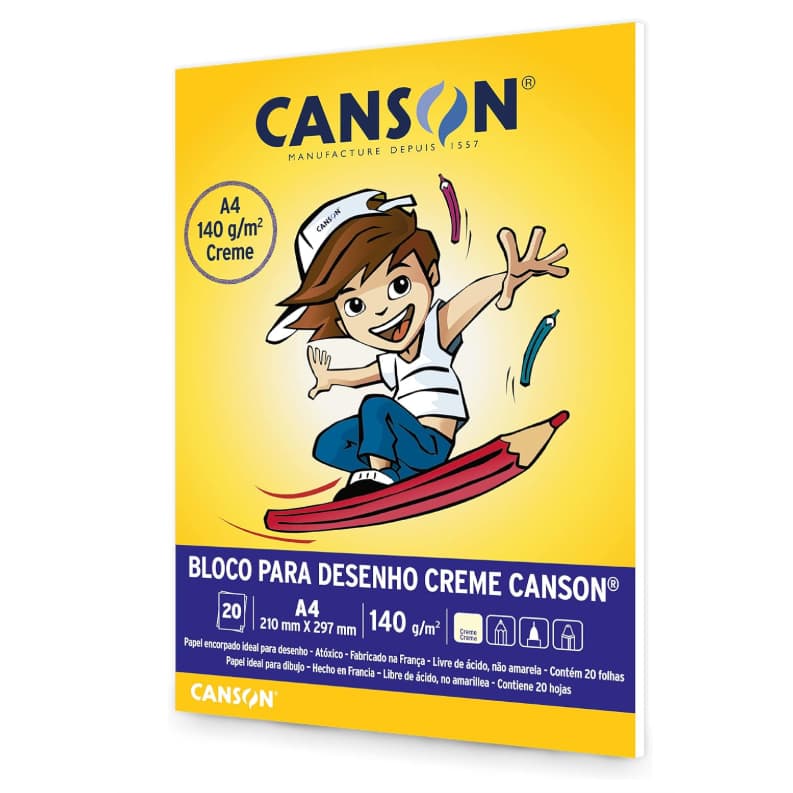 Canson Bloco de Desenho A4 140g Creme Com 20 Folhas