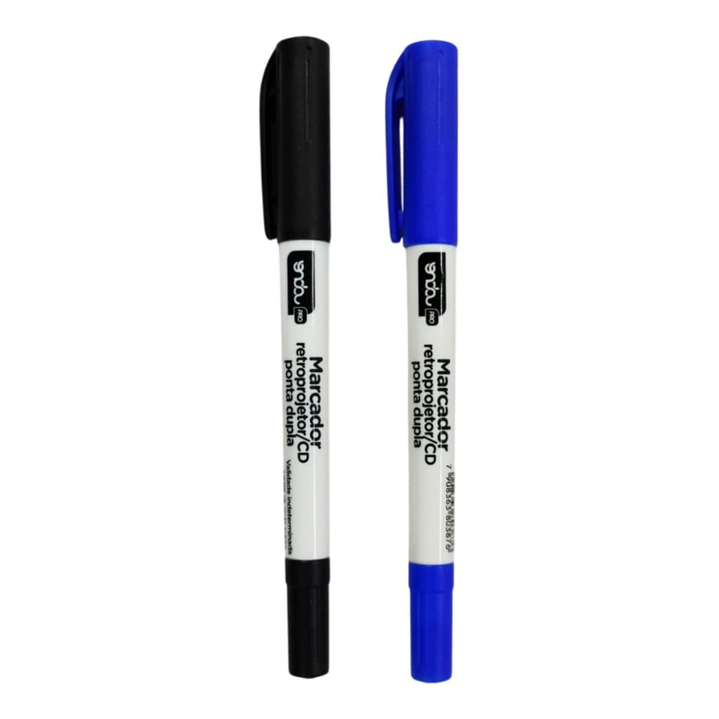 Caneta Permanente Ponta Dupla 0.4mm e 2mm Marcador Retroprojetor CD/DVD Plastico Metal