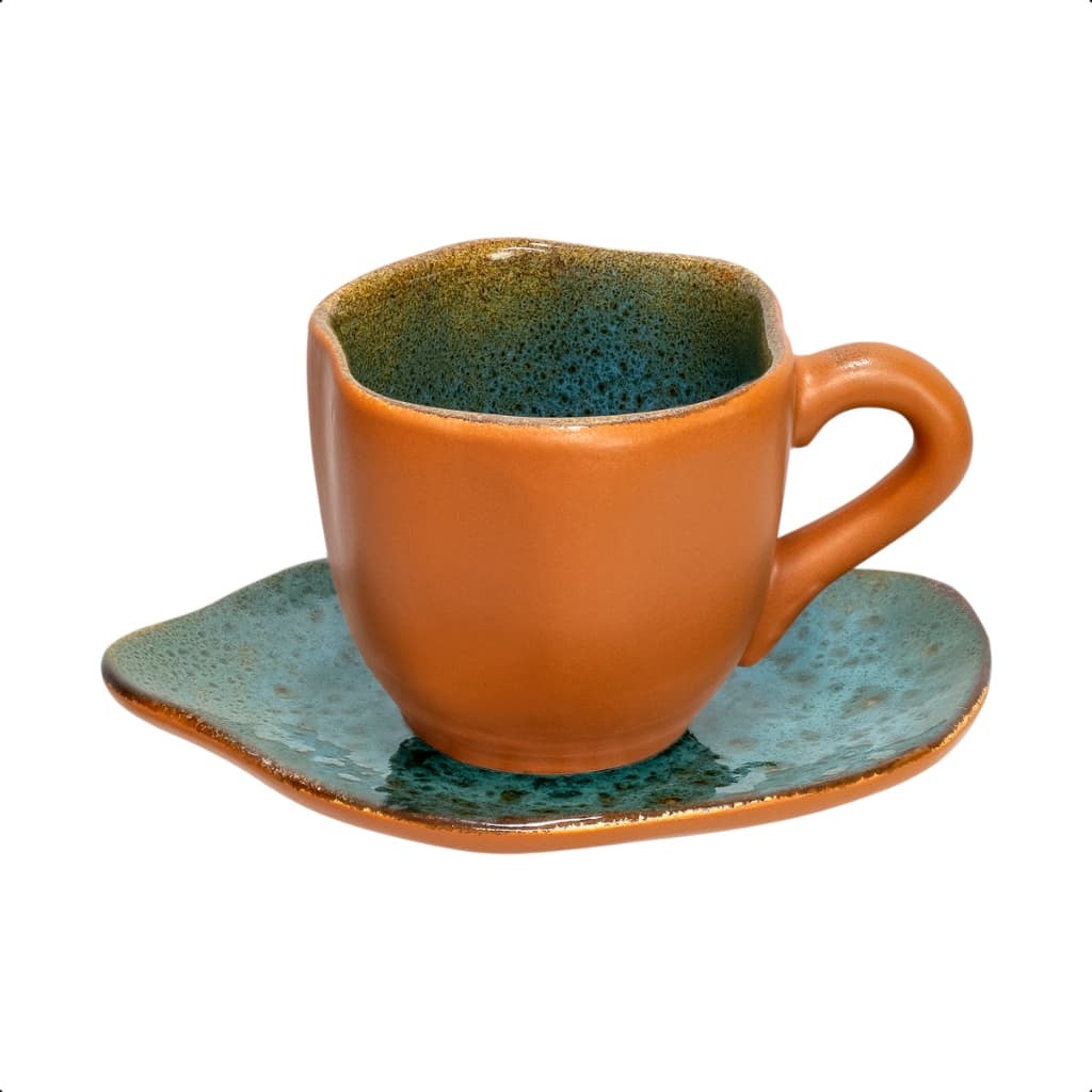Xícara De Café E Pires Orgânicos De 180ml Em Cerâmica