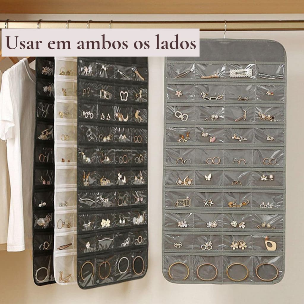 Organizador de Joias com 48/80 Bolsos – Porta Bijuterias Grande, Prático e Funcional