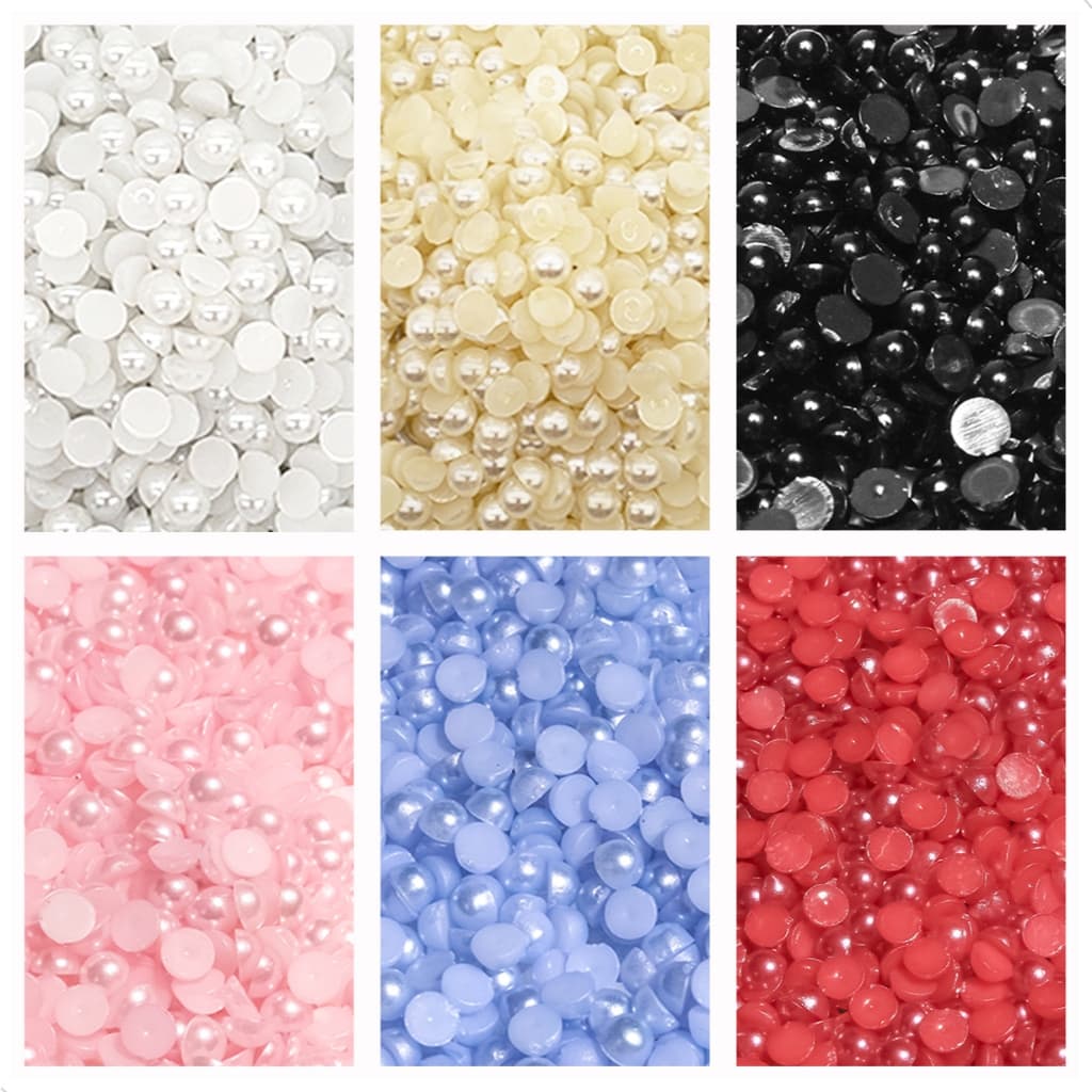 Meia Pérola ABS 6mm Base Reta P/ COlagem- Pacote 500/ 1.000