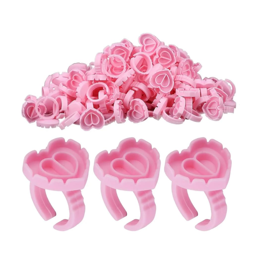 200 Anel Batoque Porta Cola Para Extensão De Cilios- Coração