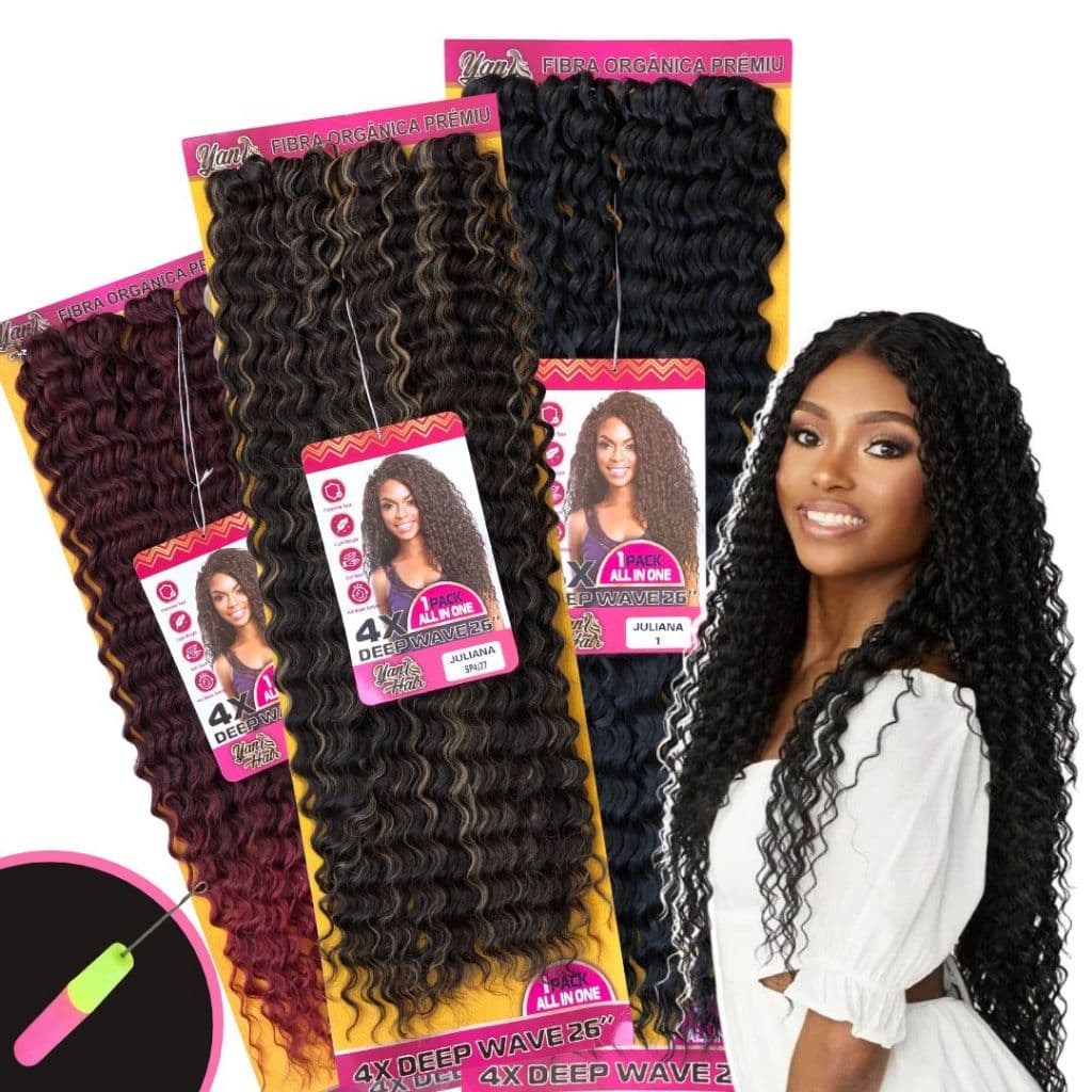 Cabelo 100% Orgânico Para Crochet Braid Agulha 300gr 80cm