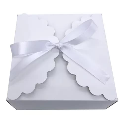 10 Caixa de presente Delicado com Fita de Cetim Branco