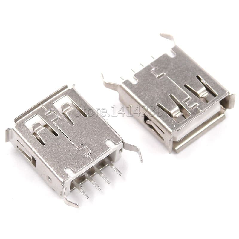 Conector Usb 2,0 Fêmea Vertical com borda