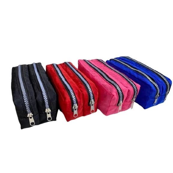 estojo tactel unissex 2 zipers escolar reforçado