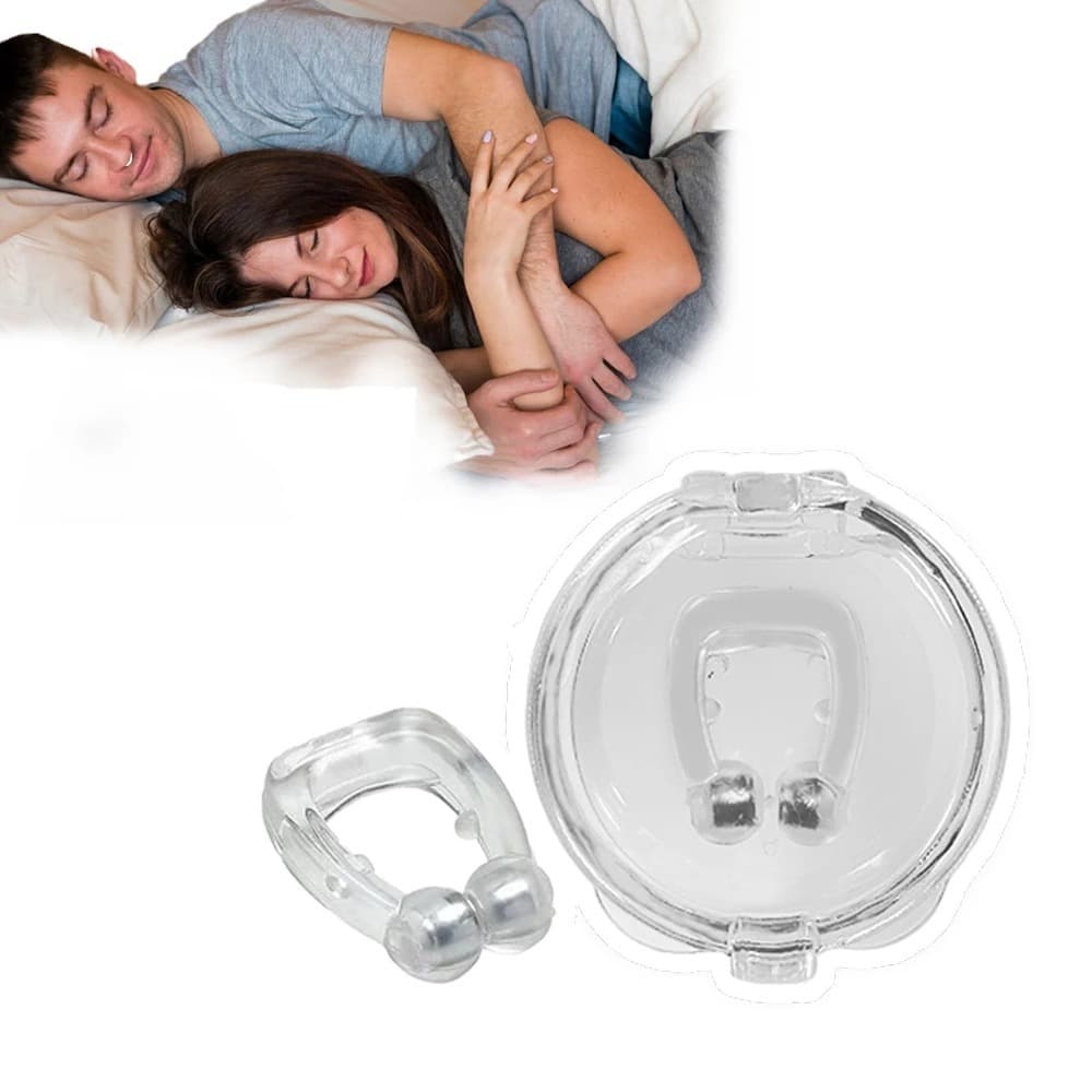 Clipe Nasal Anti-Ronco Magnético Apneia Silicone Confortável Estojo Prático Respire Melhor