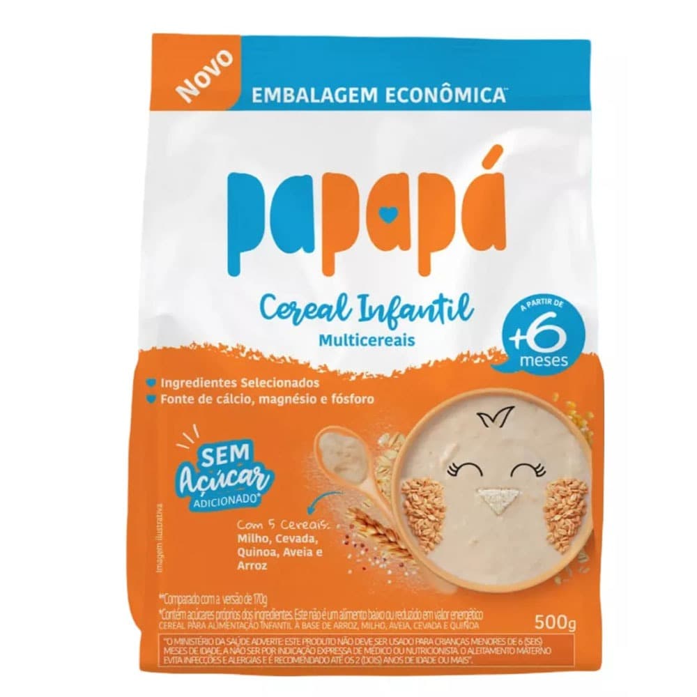 Cereal Papapá Multicereais Infantil + 6 Meses Sache 500g