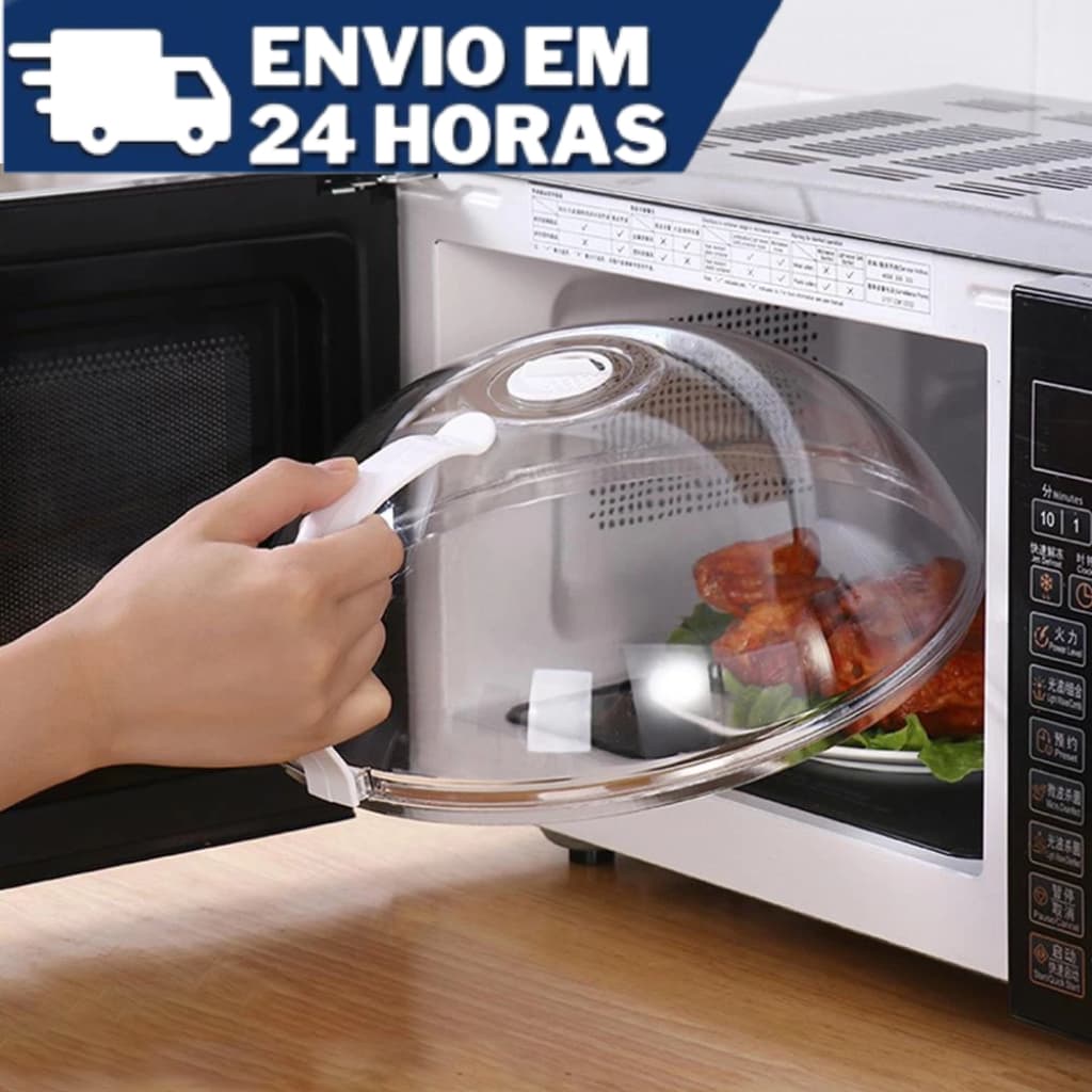 Tampa Para Microondas Protetor Alimentos Anti Sujeira Comida Com Válvula Alça De Plástico Pratos