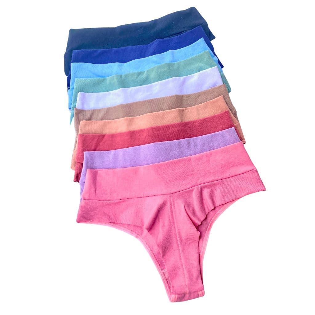 Kit Calcinha Fio duplo Cós Alto Duplo Cotton Algodão Feminina Conforto
