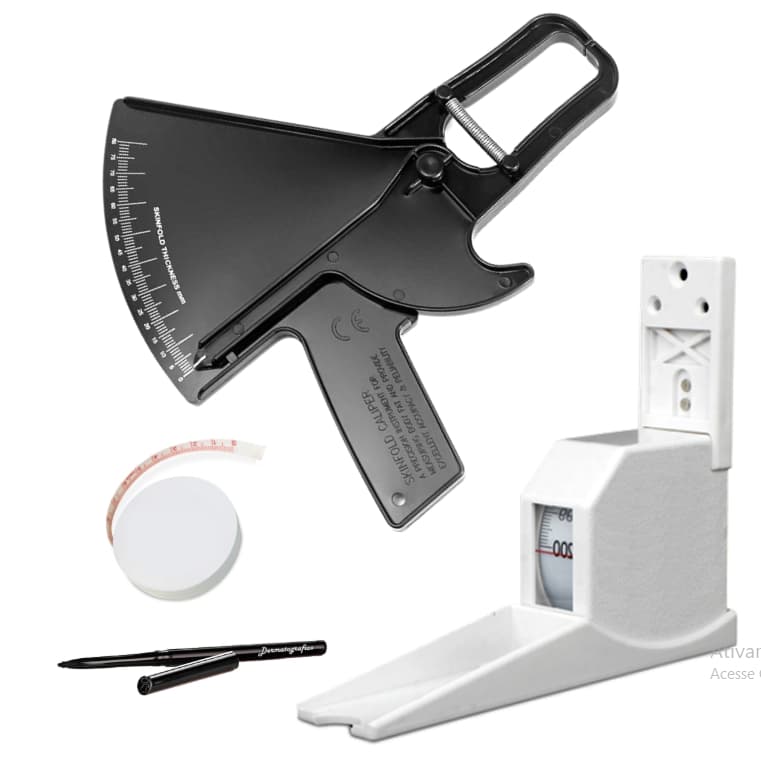 Adipômetro Plicômetro Clínico + Trena corporal + Lápis +  Estadiômetro Kit Avaliação Física Completo