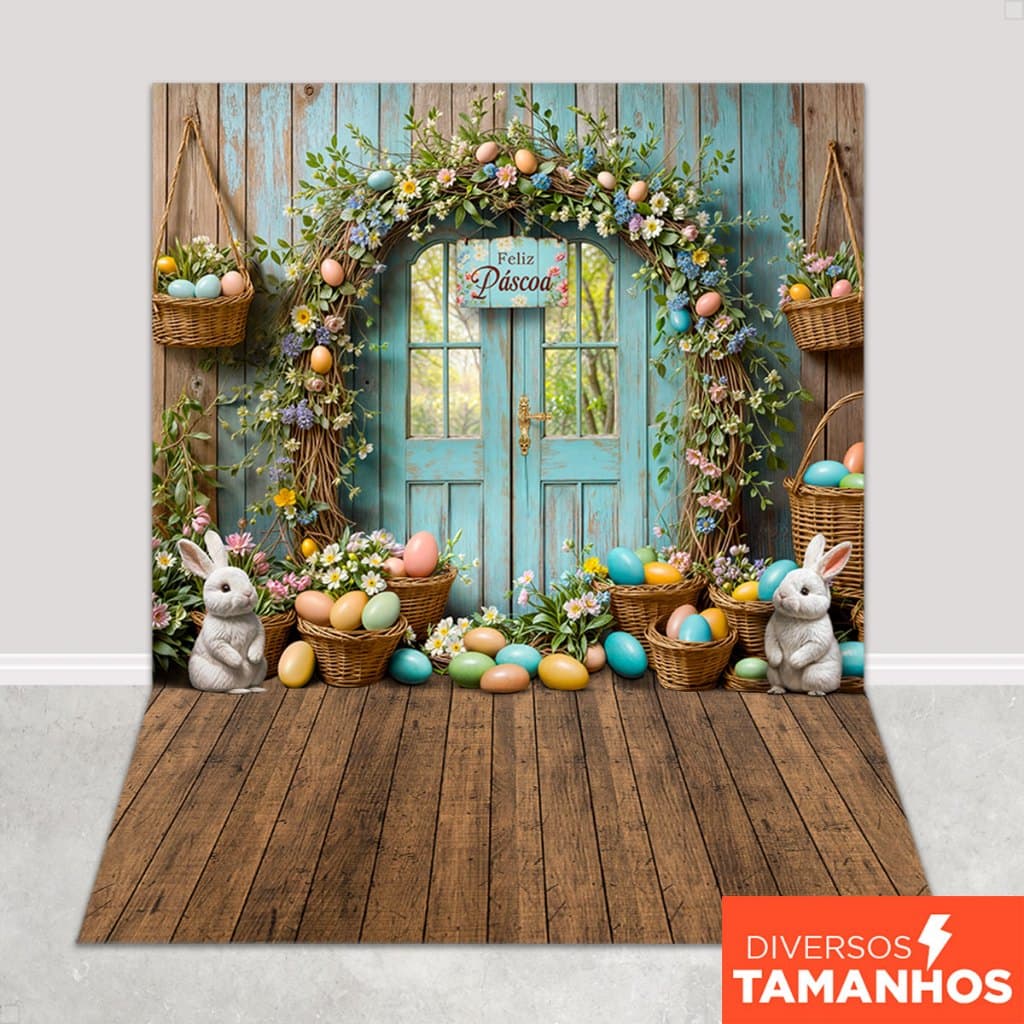 Fundo Fotográfico Cenário de Páscoa Em Tecido Painel Sublimado para Foto
