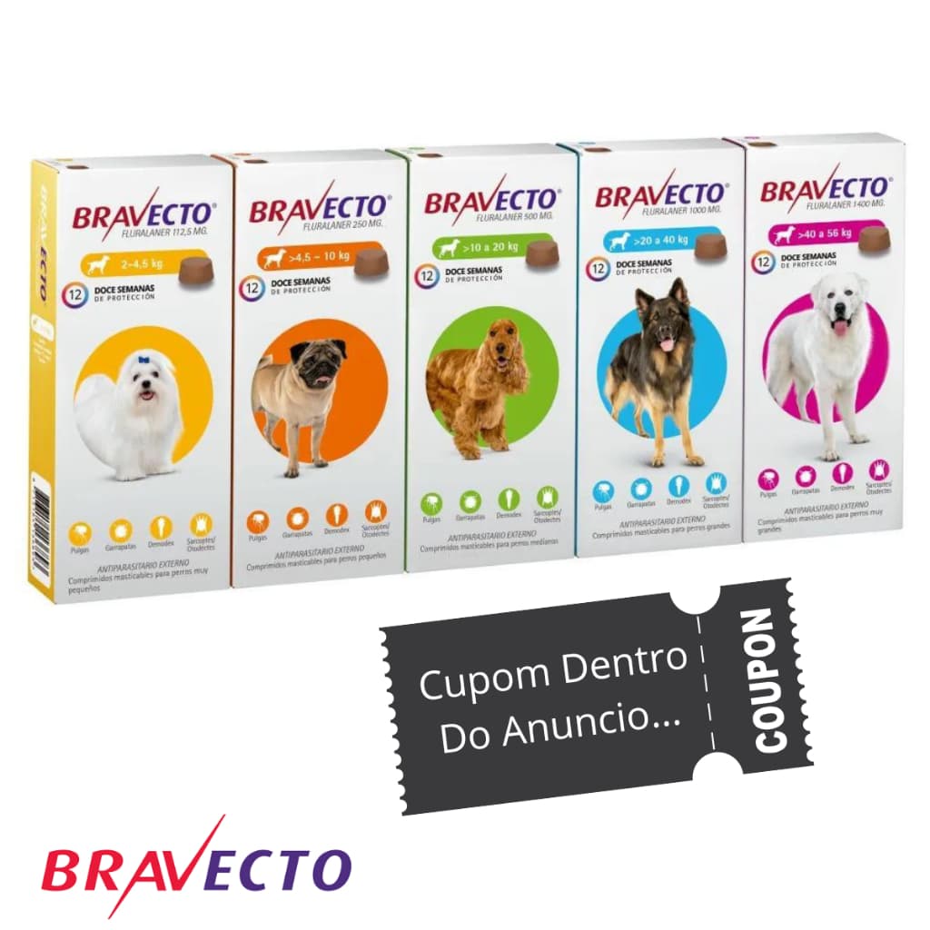 Antipulgas e carrapatos Bravecto original todos os tamanhos