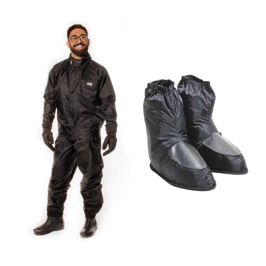 Kit Chuva Preto - Conjunto Nylon Preto + Polaina Nylon