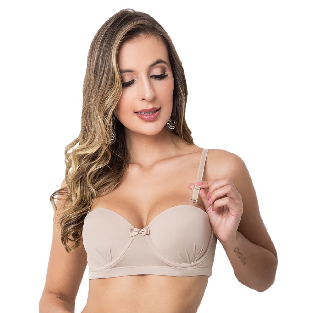 Sutiã com Bojo Microfibra Alças Removíveis Reguláveis Sensual Tomara que Caia Lingerie Feminina