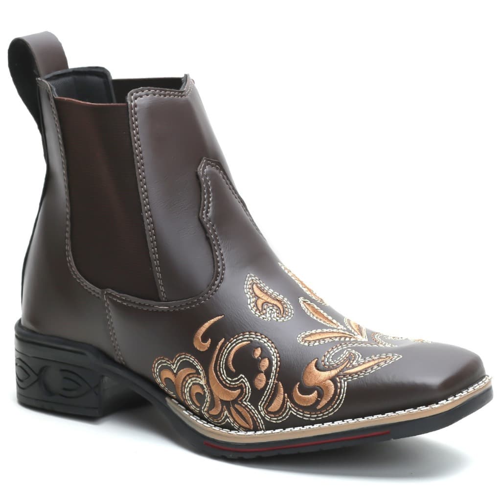 Botina Bota Country Texana Feminina Bico Quadrado Cano Curto