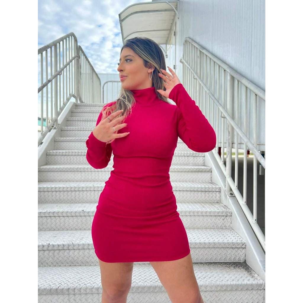 Vestido feminino Stacy em Malha Ana Ruga outono inverno Festa balada elástico moda rosa e preto