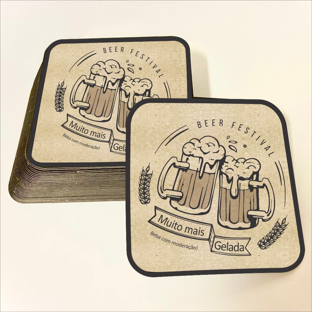 100 / 500 unid Bolacha de Chopp, porta copos ou garrafas 91mm.