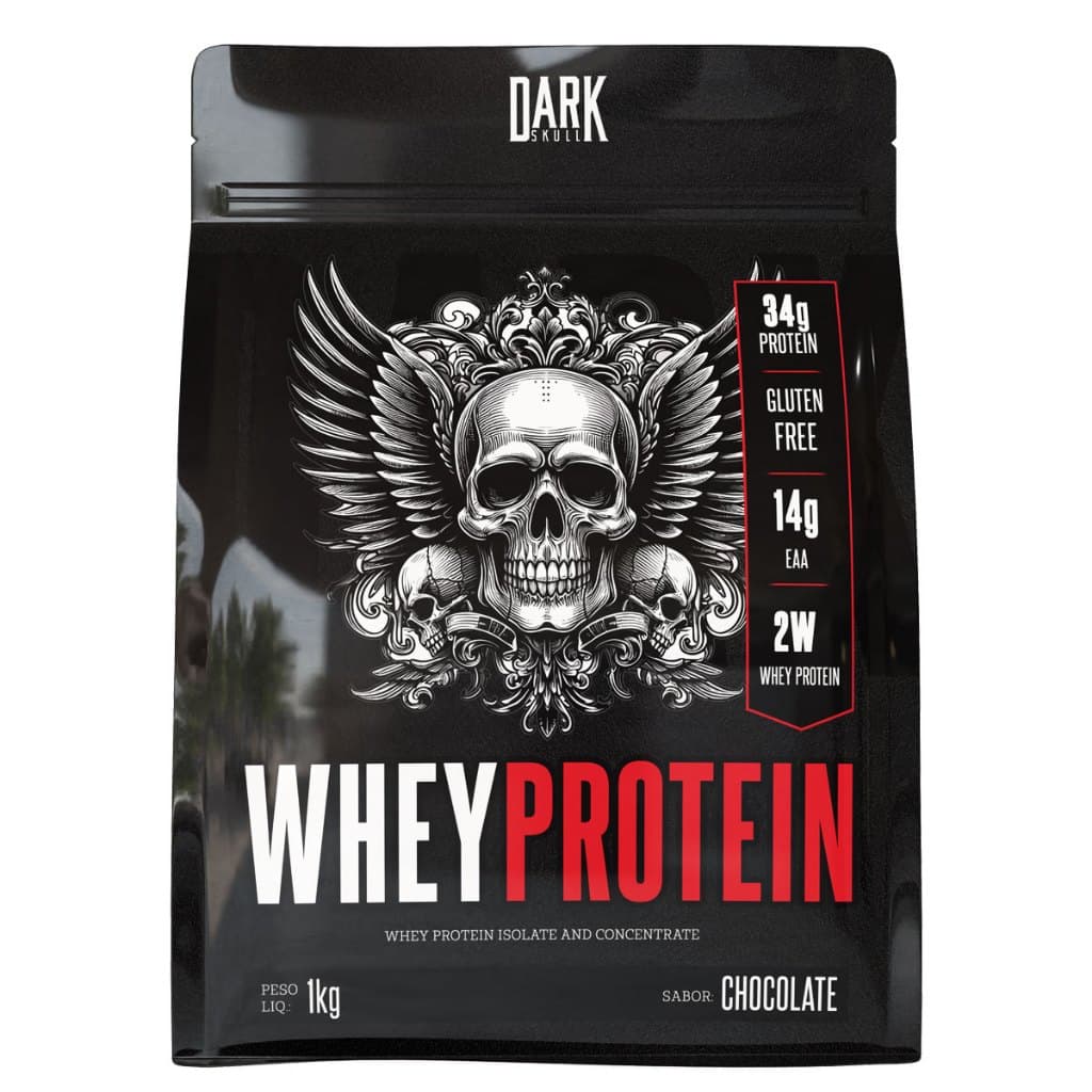 Whey Protein Isolado e Concentrado Refil 1kg Dark Skull - 34g de Proteína por porção - Whey 2W - Vários sabores
