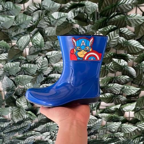 Botinha Bota GalochaCAPITÃO AMERICA Menino Masculino Infantil Impermeável Patrulha Canina 19 ao 34