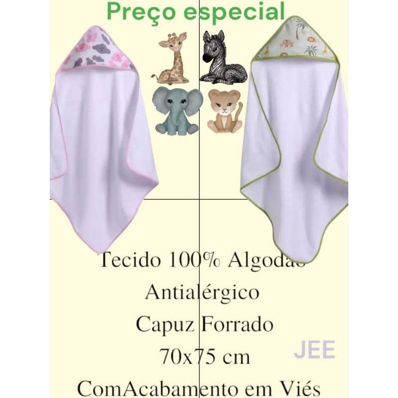 KIT 2 TOALHAS DE BANHO BEBÊ COM CAPUZ SUPER MACIO VÁRIAS ESTAMPAS ENVIO IMEDIATO
