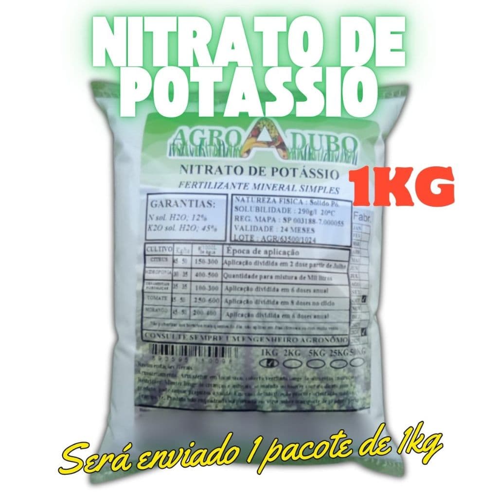 Fertilizante Nitrato De Potássio 1Kg HIDROPONIA