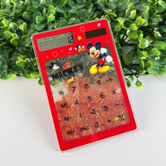 Calculadora Mickey Mouse Transparente Solar Glitter JHD-218-1