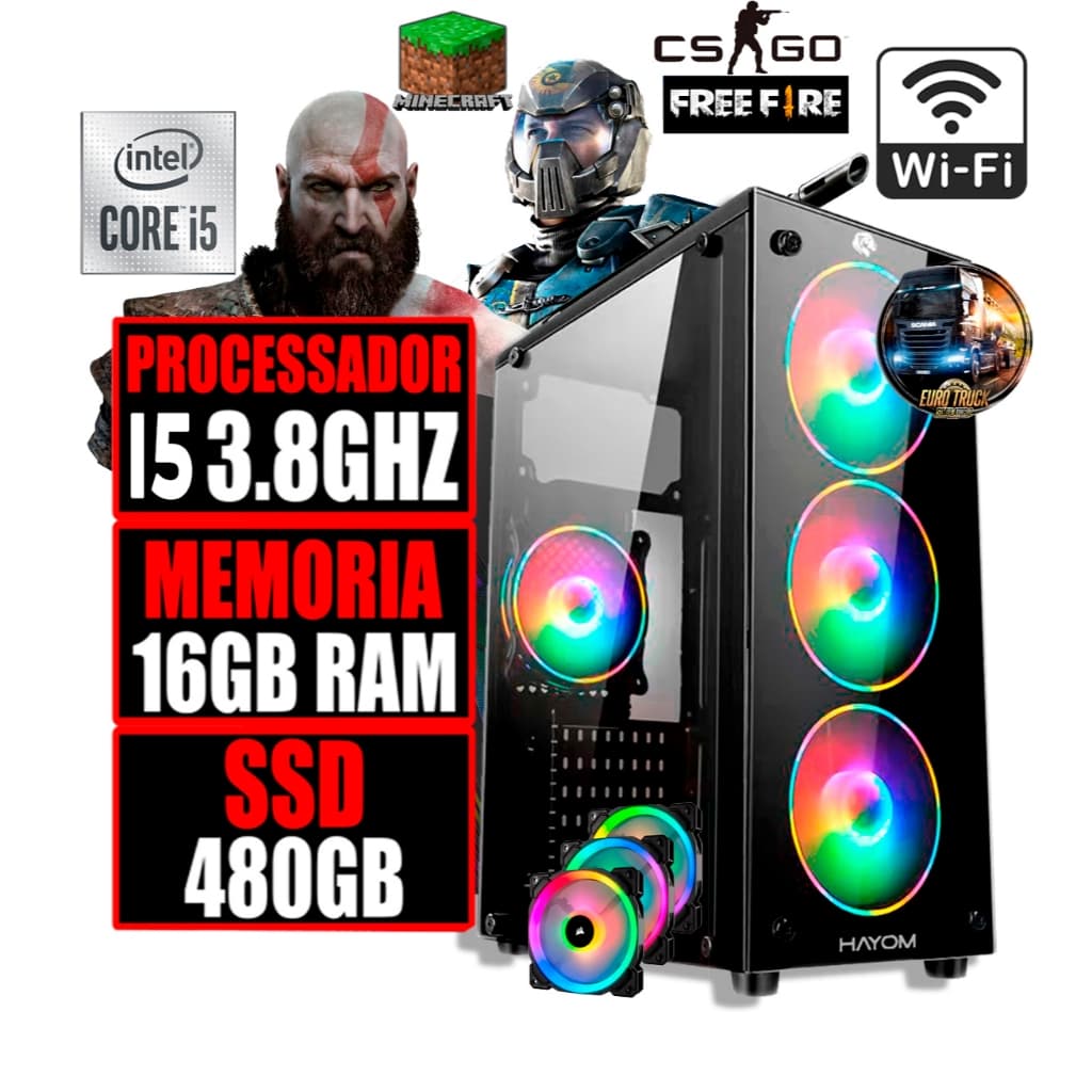 Cpu Gamer Barato I5 6gb Ssd 480gb Wifi + Fonte + Placa de Video