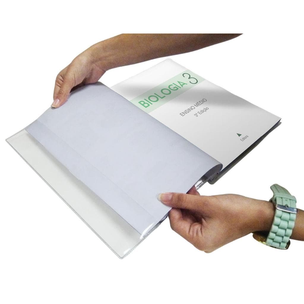 CAPA PRONTA PLÁSTICA PARA ENCAPAR LIVROS - ENCAIXE PERFEITO AJUSTÁVEL- ESCOLHA QUANTIDADE