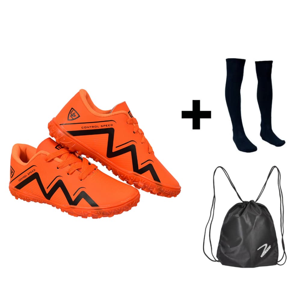 Chuteira Society Sintética 1000 Infantil + Meião + Mochila