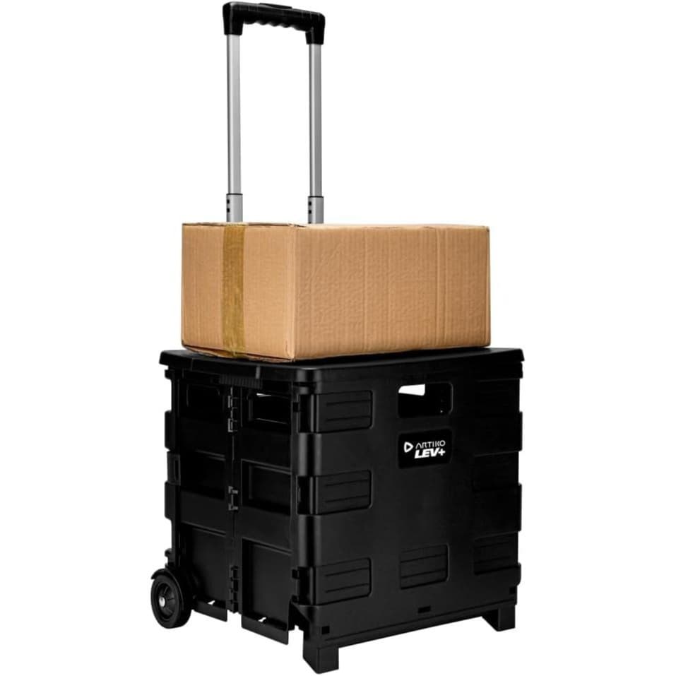 Carrinho Multiuso Dobrável Com Tampa Reforçado Até 20kg Compras Transporte Multifunções