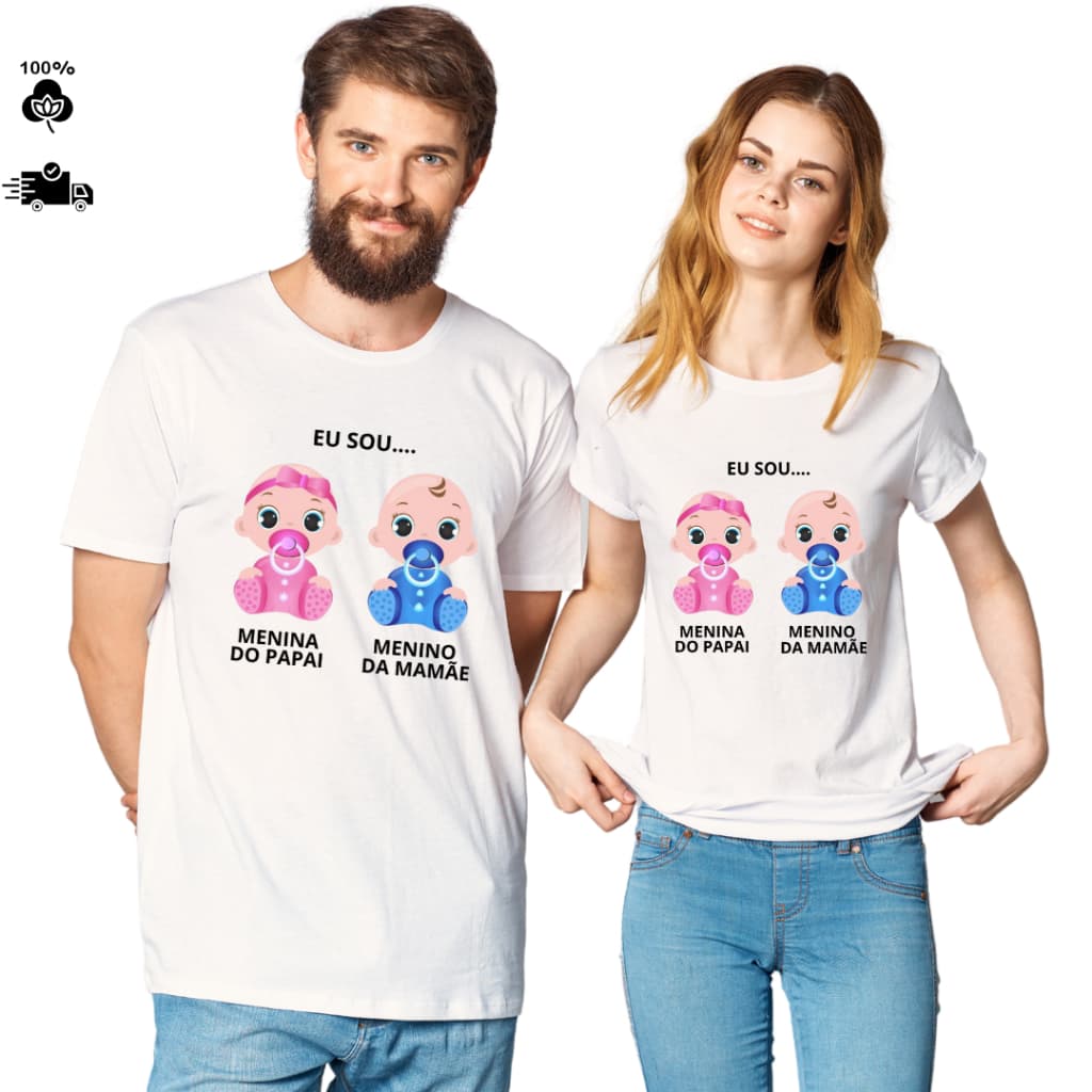 Camiseta Chá de Bebê Branca P ao G3 Camisa 100% Algodão Gestante