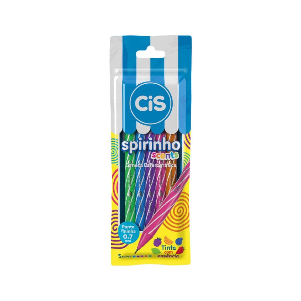 Kit Caneta Esferográfica Mini Spiro (Spirinho) 0.7 mm com 5 Cores - Cis