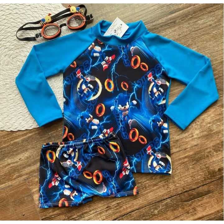 Sunga + Camisa Infantil Protecao UV Moda Praia