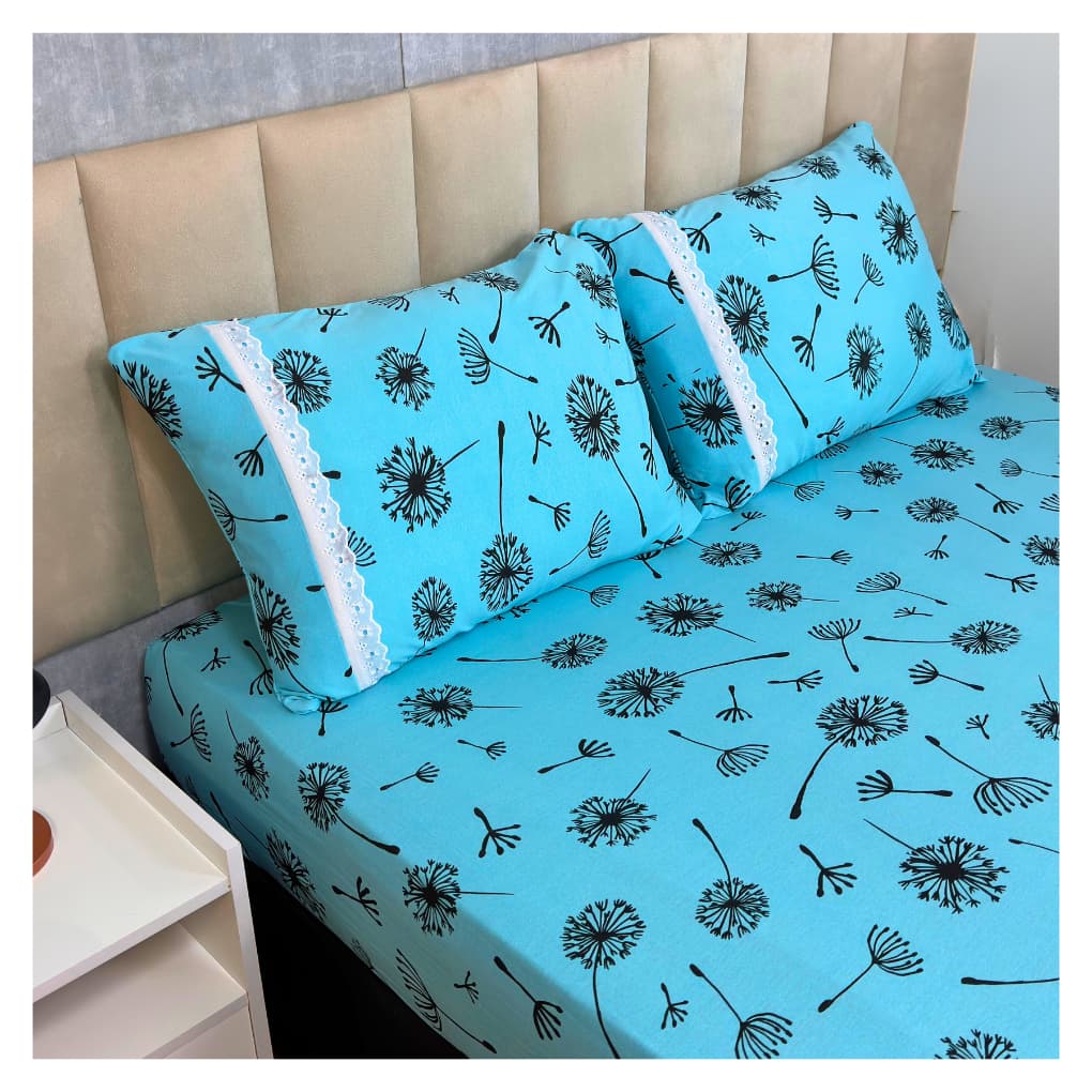 Jogo de Lençol de Malha Casal 3 peças Estampado 100% Algodão Elástico Fronha c/ Zíper