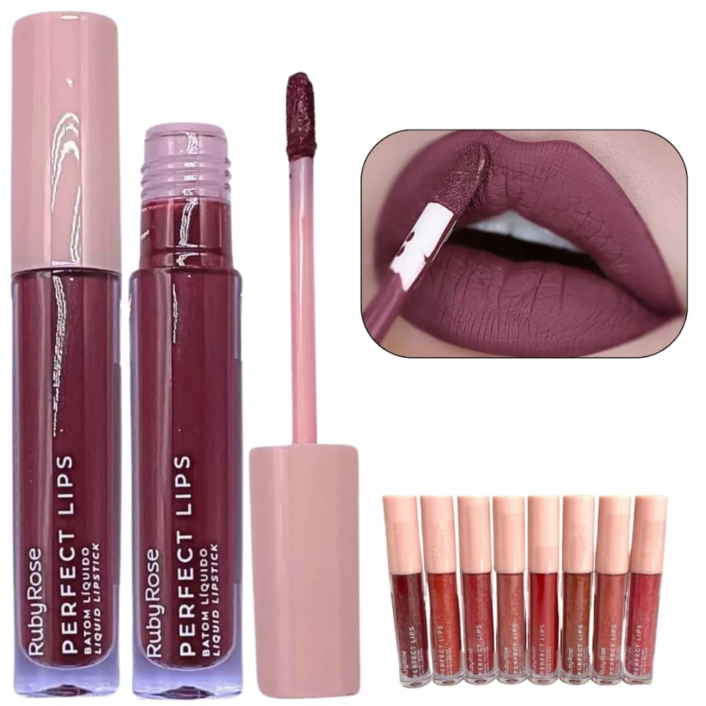 Batom Líquido Matte Perfect Lips Ruby Rose Cores Lindas