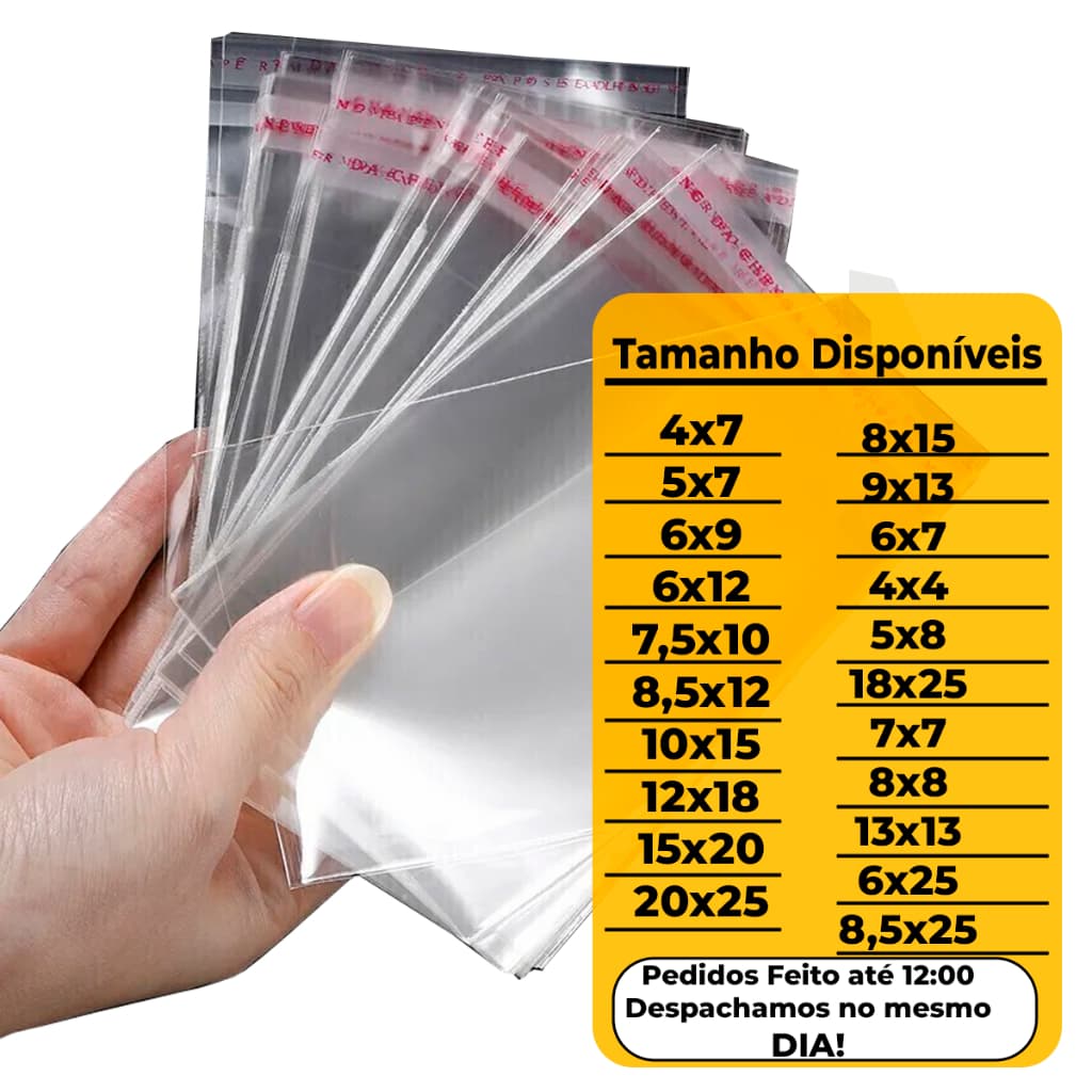 100 und Saco Transparente Adesivado Com Aba Adesiva Direto da Fábrica