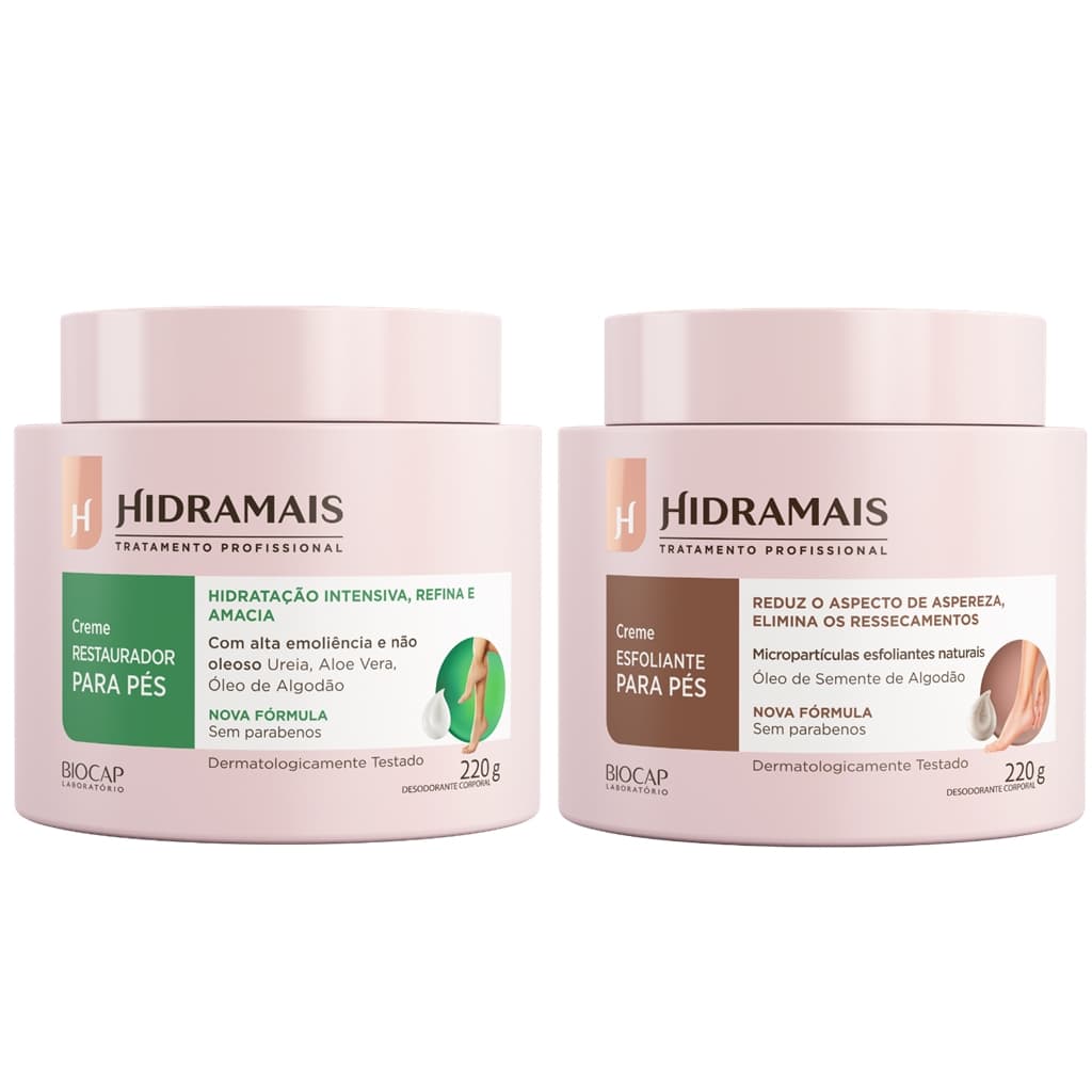 KIT CREME RESTAURADOR PÉS 220G + CREME ESFOLIANTE PÉS 220G - HIDRAMAIS