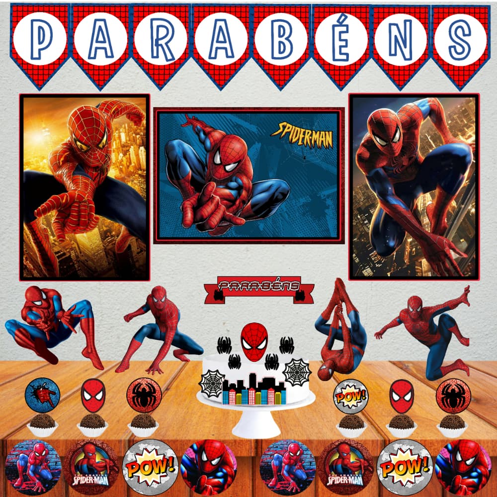 Kit Festa Homem Aranha Decoração Um Bolinho Aniversário Casa