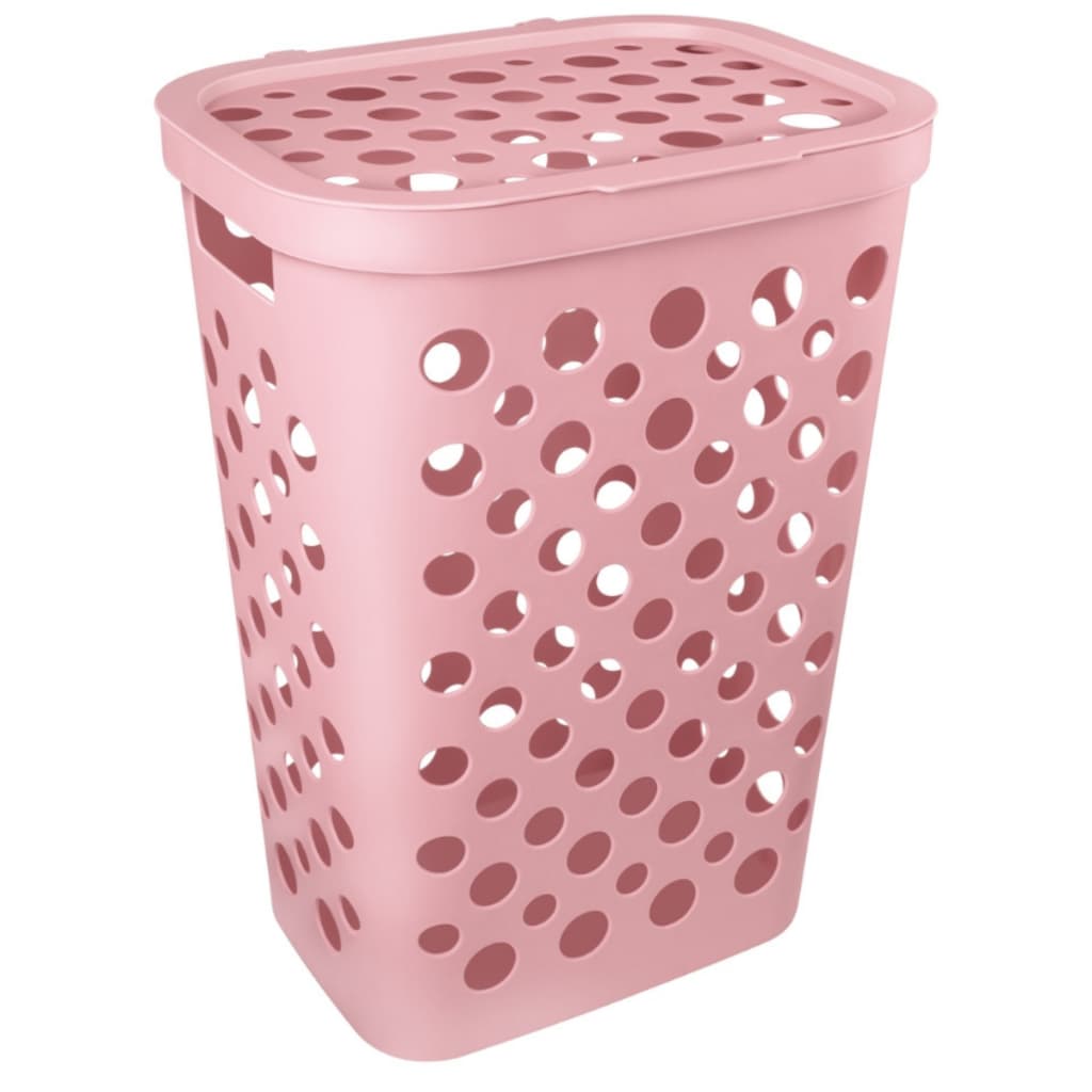 Cesto Telado 47 Litros com Tampa e Alça Cesto de Roupa Suja Banheiro Lavanderia